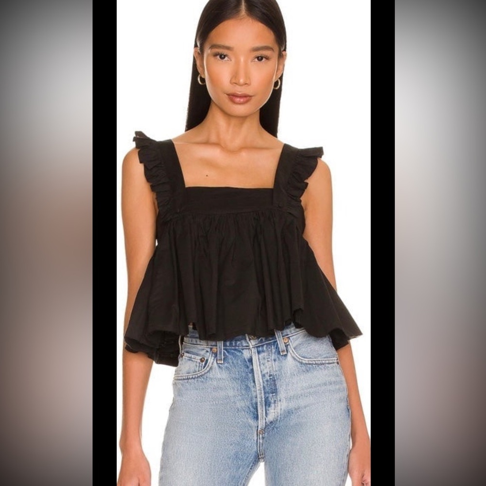Selkie Black Ruffle apron top babydoll small